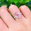 Gorgeous Female Rings 925 Sterling Silver Pink Large Oval Stone Rings for Women Single Row Zircon Wedding Band Jewelry Girl Gift