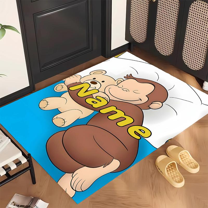 Curious George (1) Personalized Name Office Carpet Stylish Decor for Living Room Bedroom Kitchen