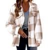 Giacca da donna autunno inverno con tasche finte, stampa scozzese a contrasto di colore, taglie forti, colletto rovesciato, monopetto, manica lunga, cardigan, cappotto di peluche