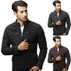 Men's Stand Collar Zipper Fashion Slim Fit PU Jacket Motorcycle Trendy Jacket