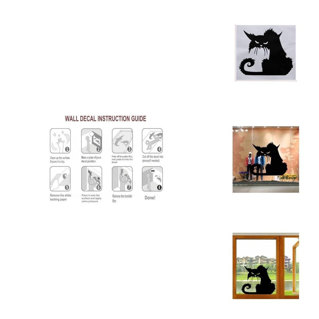 Halloween Terror Cat Shopwindow Wall Stickers Home Decor Room Mural Decals Art