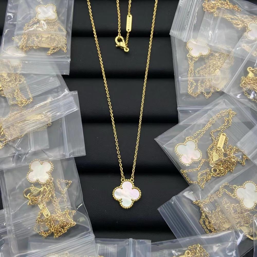 Náhrdelník čtyřlístek Klíční kost řetízek Přírodní perleť Oboustranný přívěsek Dámský Náhrdelník z červeného achátu