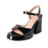 Fashion Luxury Leather Women's Sandals Sexy Slingbacks Chunky High Heels Ankle Strap Open Toe Summer Heeled Sandals Zapatos De Mujer