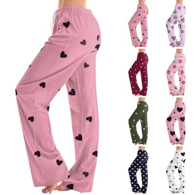 Damen Pyjamahose Nachtwäsche Lässige Hose mit Kordelzug und elastischer Taille Bequeme gerade lockere Yogahose