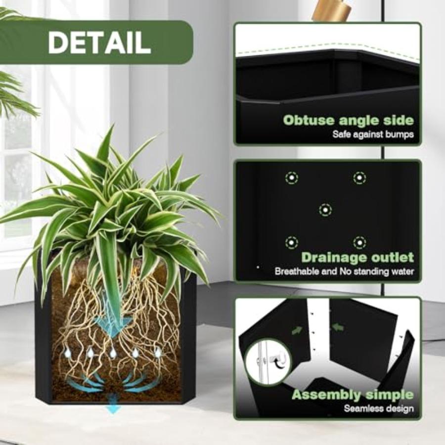 Large Square Metal Planter Box 26 L X 26 W X 26 H Heavy Duty Black Steel Outdoor Planter Pot for Patio Deck Garden Yard with Dr