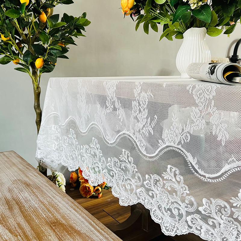 Nordic Style Home Decorative Dining Table Cloth White French Lace Round Tablecloth Simple Modern Rectangular Coffee Table Cover