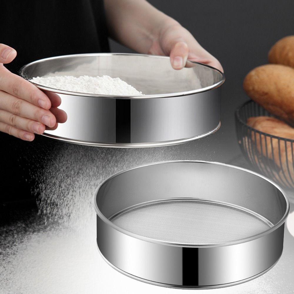 Silver Flour Sieve Round Flour Sifting Sieve Household Handhold Strainer Sifters  Kitchen Supplies