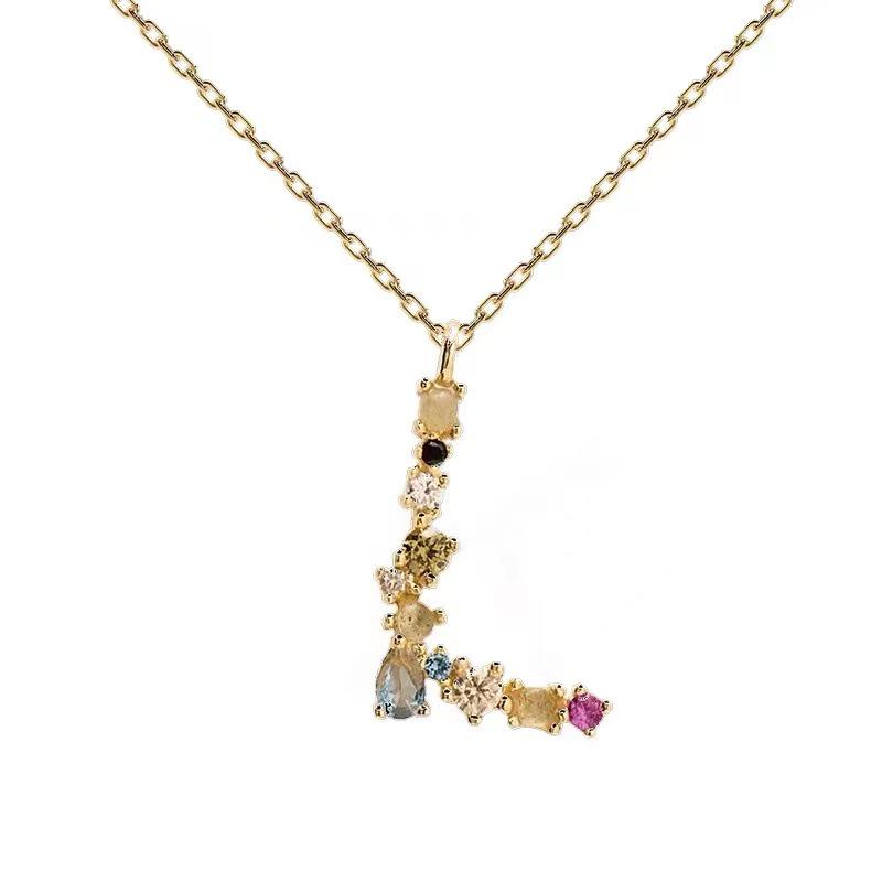 Colorful Zircon Alphabet Necklace: Women's European & American Design