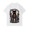 Men's 100% Cotton Crew Neck Short Sleeve T-Shirt, Punk Anarchist Black Cat Printed Casual Urban Streetwear Tee for Daily Wear