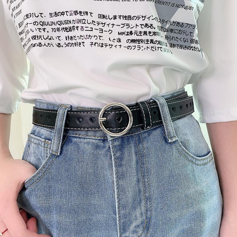 Elegant Minimalist Women's Pu Leather Belt Stylish Round Buckle Adjustable Fashion