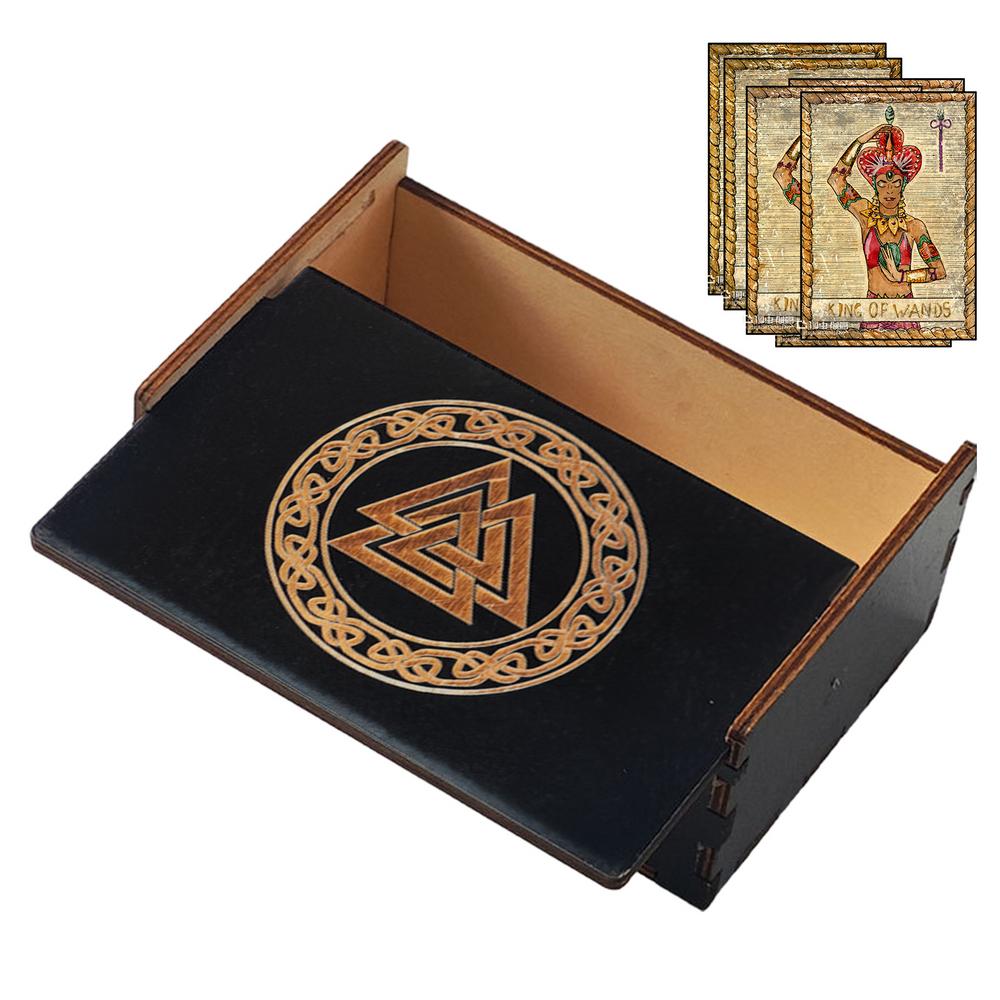 Wood Tarot Card Box Tarot Card Storage & Case Wooden Tarot Organizer Jewelry Storage Case Small Vintage Wood With Sliding Lid