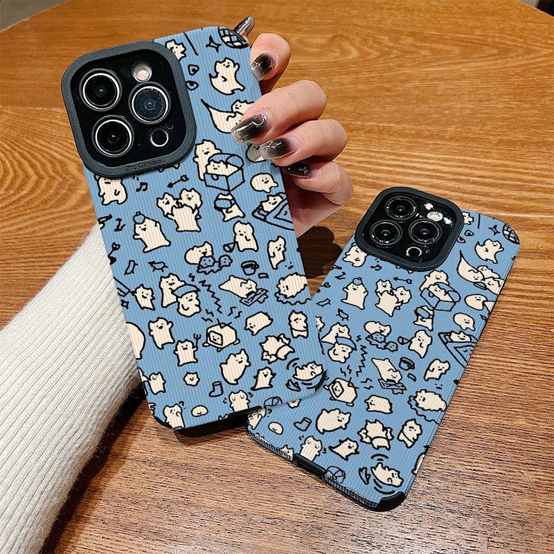 Vertikale Lederschale Cartoon-bedrucktes Muster Stoßfeste Weiche Silikonhülle mit Kameraschutz Vollschutz für iPhone Samsung