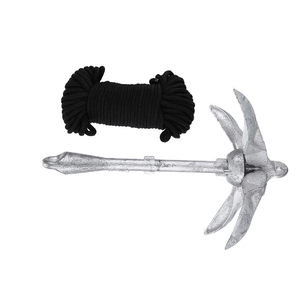3.2kg Marine Anchor with 20m Rope Portable Folding Carbon Steel Galvanized for Boat Kayak
