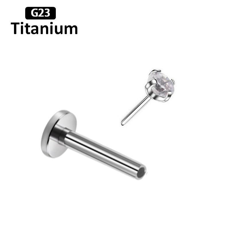 G23 Titanium Pin Claw Zirconium Barbell Set with 5A Zircon Labret Piercing Jewelry