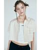 Kinetikeullo Striped Crop Short Sleeve Shirt (Pink)