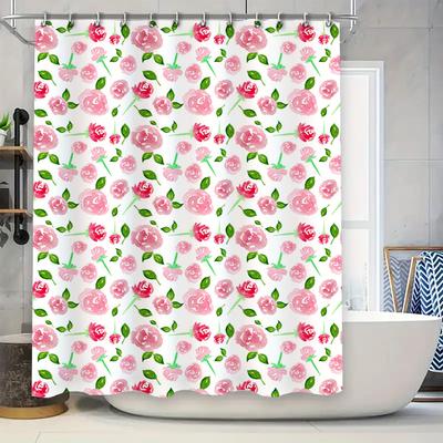 Vintage Floral Różowa Róża Wodoodporna Zasłona Prysznicowa Dekoracja Domu Akcesoria Łazienkowe T730216-5A-84\