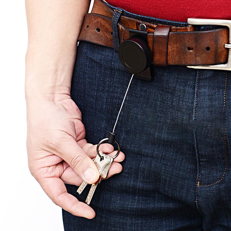 Retractable Keychain Badge Holder Reel With Multitool Carabiner Clip Heavy Duty Key Ring Steel Wire Lanyard Name Tag Stationery