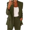 Damen Revers Langarm Blazer Hose 2-teiliges Outfit Elastische Taille Einfarbig Business Casual Anzug Set