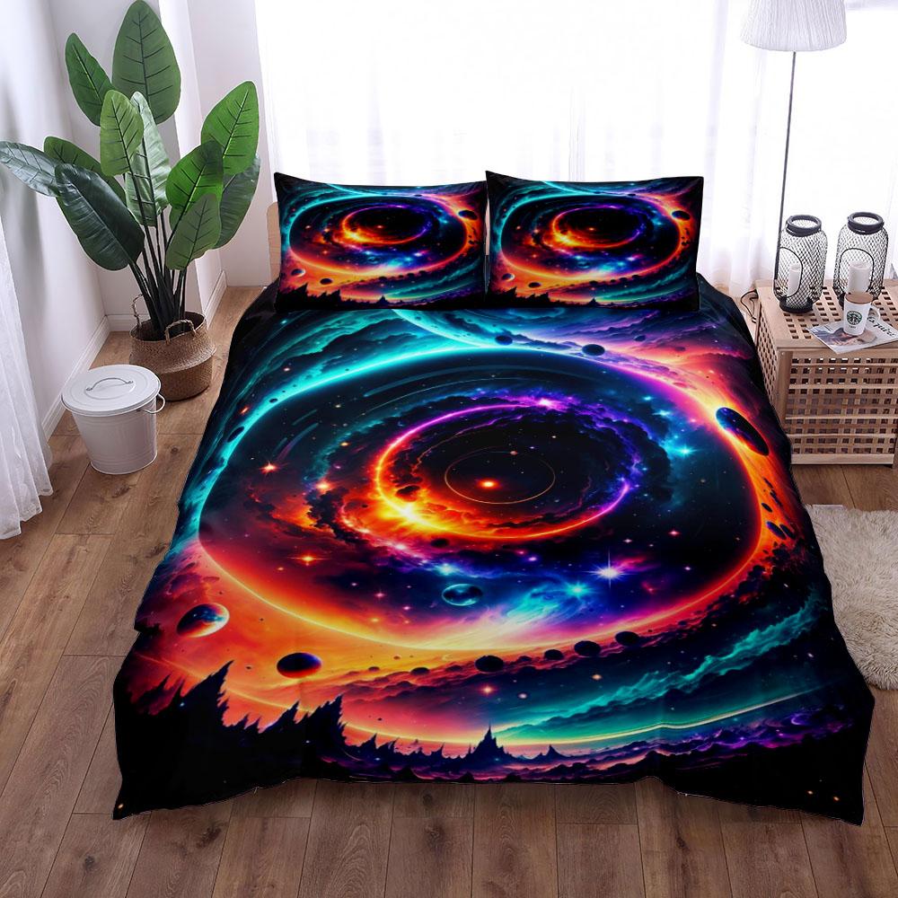 Colorful Star Island Planet 3D Print Bedding Set Cozy Soft Duvet Cover King Queen Twin Size Birthday Gift Bedroom Decoration