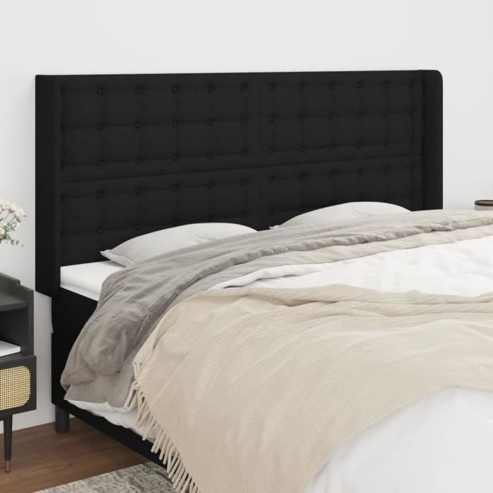 VidaXL Headboard with Ears Black 183x16x118-128 Cm Fabric3120030