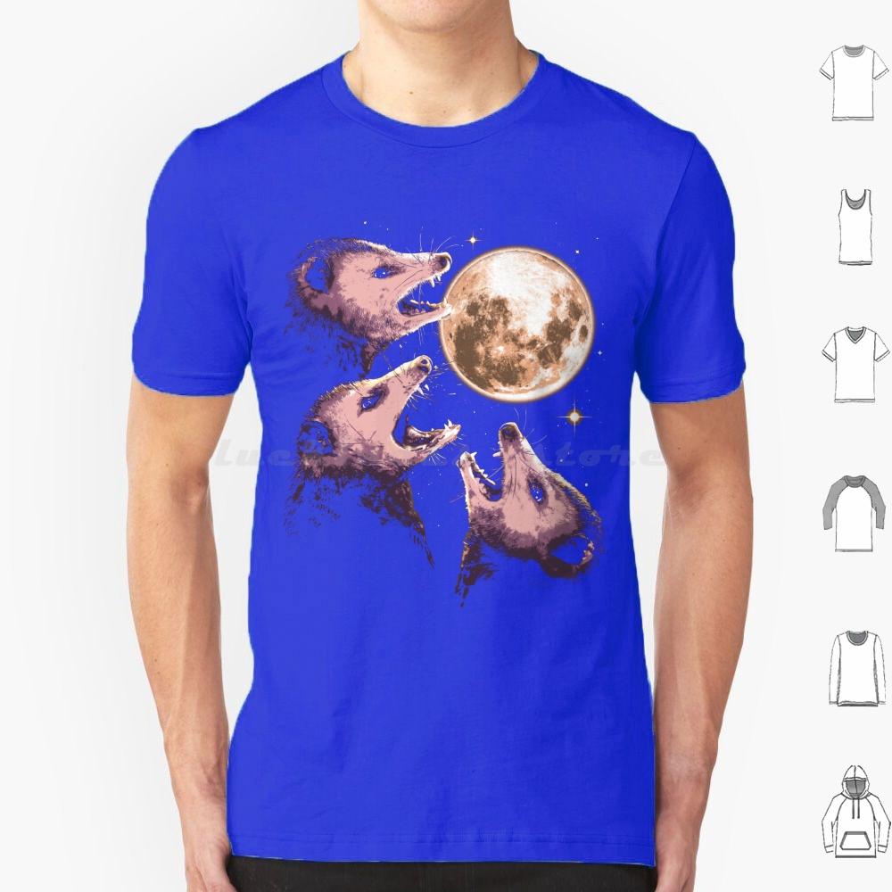 Three Opossums Howling At The Moon Funny Possum 3 Opossum T Shirt Big Size 100 Cotton Possum Opossum Raccoon Rodent Three