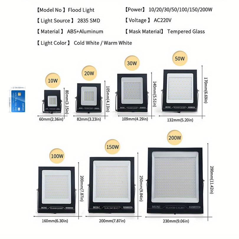 LED Floodlight AC220V 50W IP66 Waterproof For Outdoor Wall Garden 100W LED Reflector Street Lamp 30W Wall Flood Lights