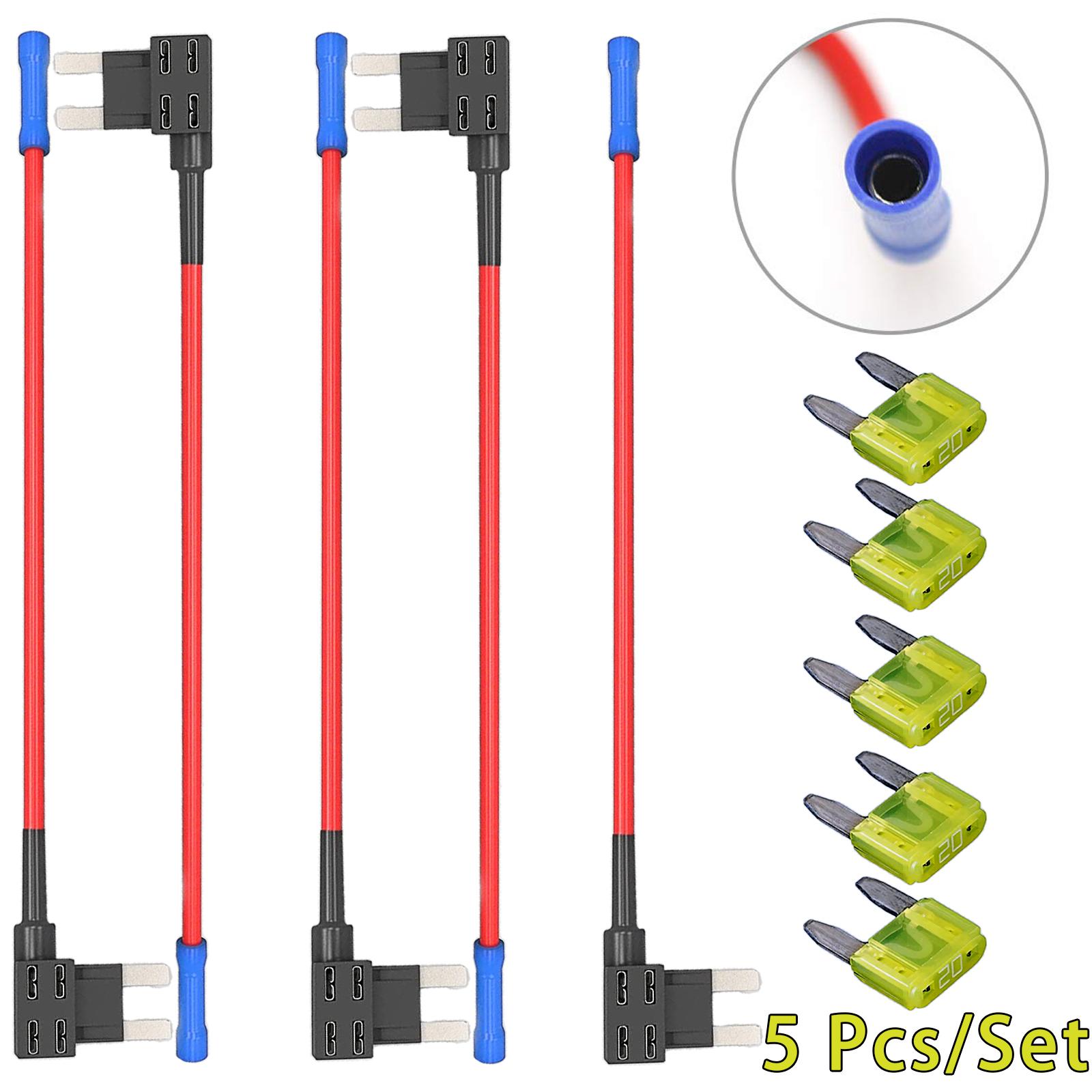 

Универсальный автомобильный адаптер с дополнительным предохранителем, 5 шт., 12 В, 16AWG, 20A APM, мини-держатель плавкого предохранителя для банкомата, небольшой экстрактор предохранителя