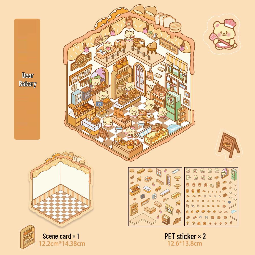 Micro Ink 3D Cartoon Decompression Stickers for DIY Miniature Scene Journals