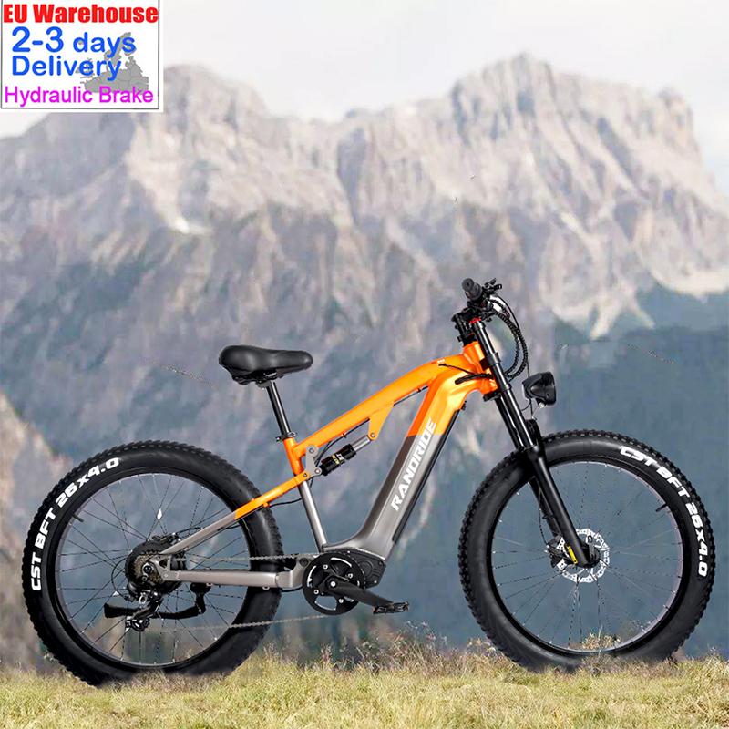 RANDRIDE YX80 2025 Elektrofahrrad 1500W Peak E-MTB 48V20A 80KM Reichweite M315-7 Geschwindigkeit & Hydraulische Bremsen CST 26x4.0 Reifen Feststellbare Federgabel