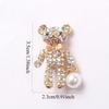 Vintage Teddy Bear Brooch Set, Gold Silver-Toned Rhinestone Pearl Pin, Fashion Accessory for Outfits Bags Styling