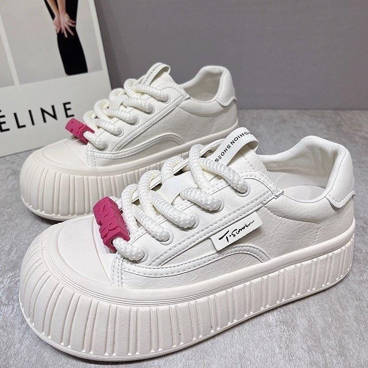 Ugly Cute Big Head Breathable Sneakers Women's 2024 Spring New Korean Version Platform Biscuit Shoes Versatile Casual Little White Shoes