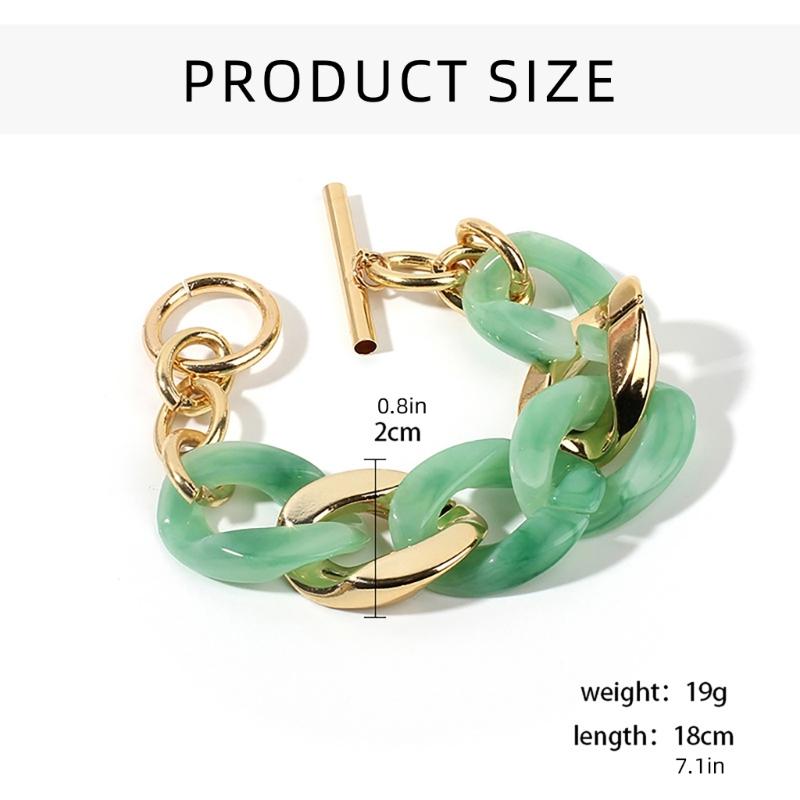 Two Tone Handchain Candy Color Resin Bangle Fashion Bracelet Jewelry Mother Day Gift for Women Autumn Winter Accessory