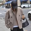 Loose Fit Women Jacket Fall Winter Single-breasted Double-breasted Thickened Cardigan Coat Long Sleeves Stand Collar Chest Pockets Outwear Casual