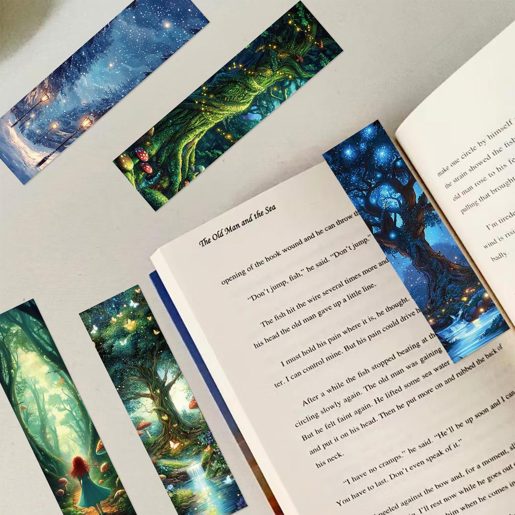 30pcs/60pcs Mysterious Forest Bookmark Simple Handheld Art Creative Material Ins Reading Paper Bookmarks Can Be DIY