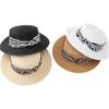 Wide Brim Sunscreen Bucket Hat with Leopard Print Belt Women's Sun Hat Straw Woven Hat  Beach