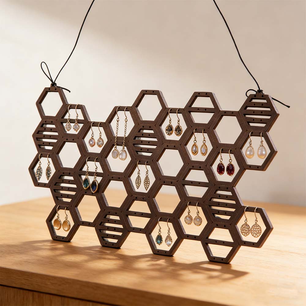 Opbergrek Honingraat Oorbellen Organizer Wandmontage Sieraden Organizer Oorbellen Kettingen