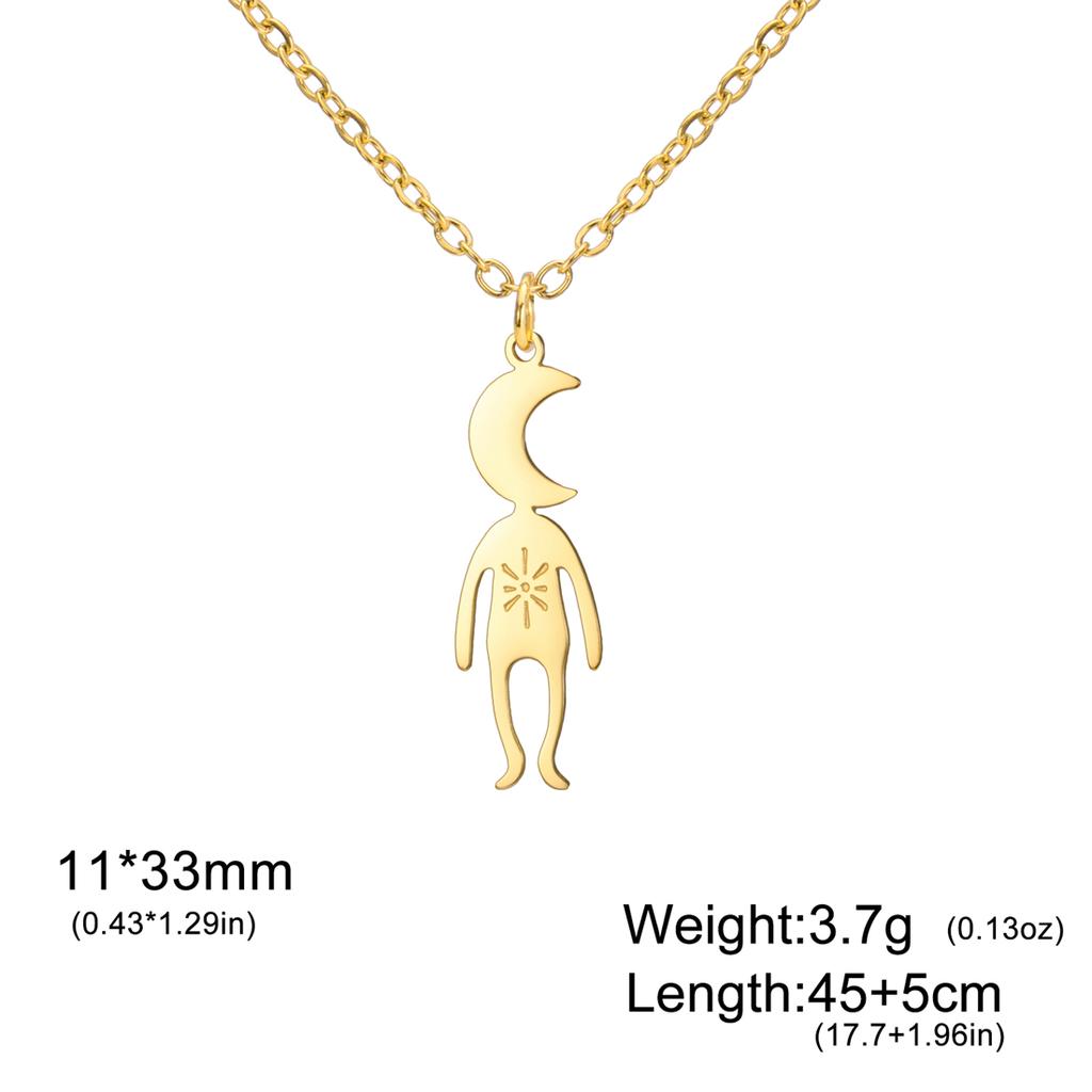  Spiral Moon Star Planet People Necklace for Children Fashion Fun Space Enthusiasts Pendant Necklaces Party Jewelry Gifts