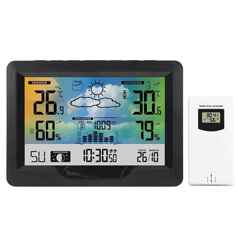 Wireless Weather Station Clock Indoor and Outdoor Weather Forecast LCD Digital Temperature Humidity Meter Snooze Alarm Clock