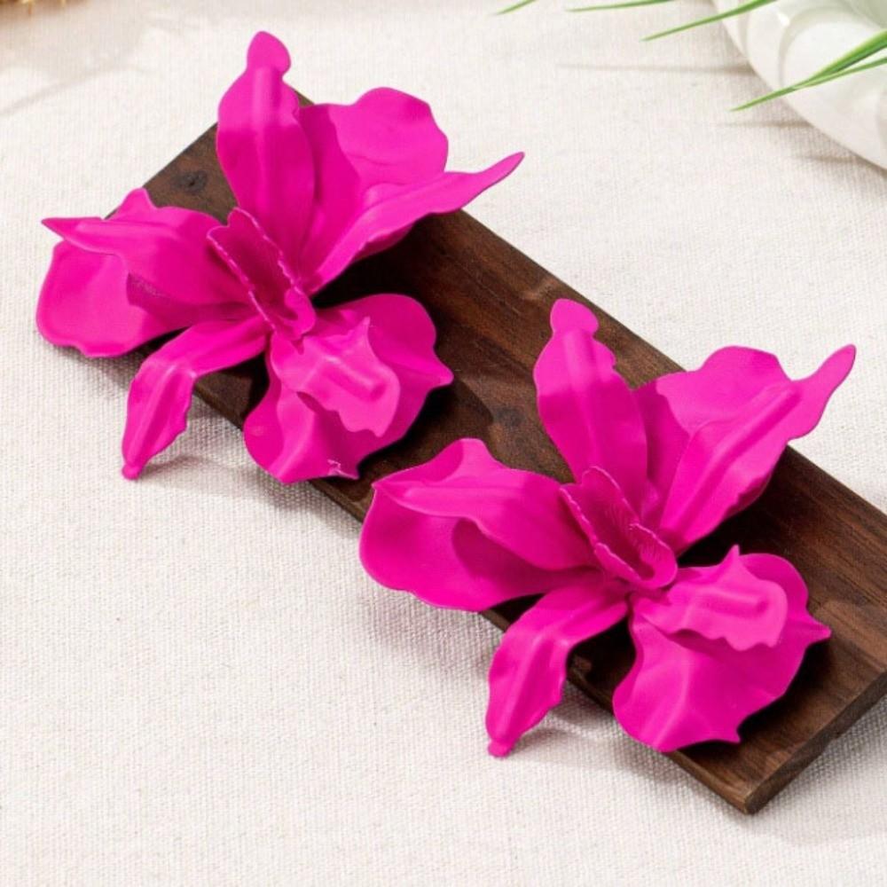 Pleated Exaggerated Flower Earrings Irregular Ear Accessories Large Flower Earrings  Jewelry