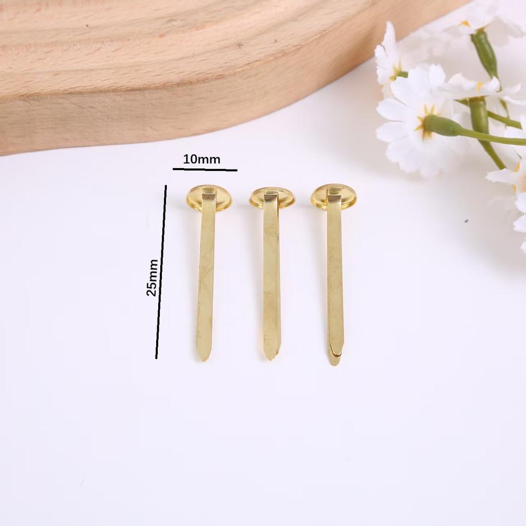 100-piece pack of electroplated metal two-pronged nails round-headed forked clasps horn-shaped nail fastening hooks/sliver