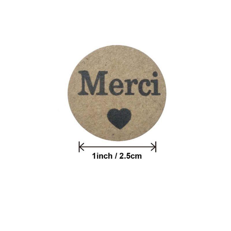 500 Pieces French Thank You Stickers Adhesive Kraft Merci Labels Stickers Small Business Packaging Box Stickers