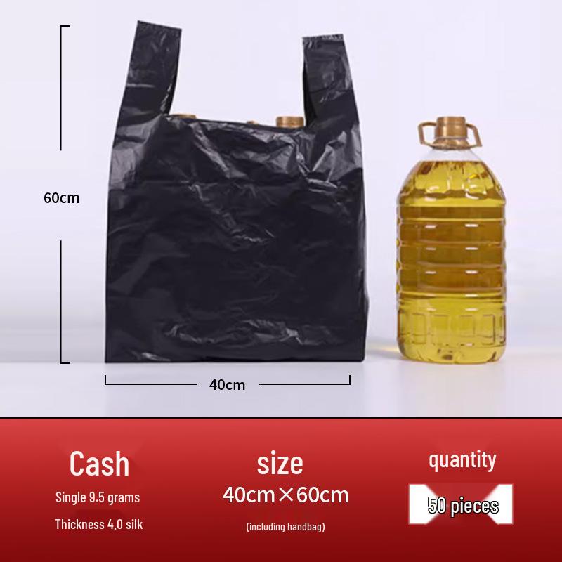 Thickened Black Vest-Style Trash Bags for Home, Kitchen, and Office