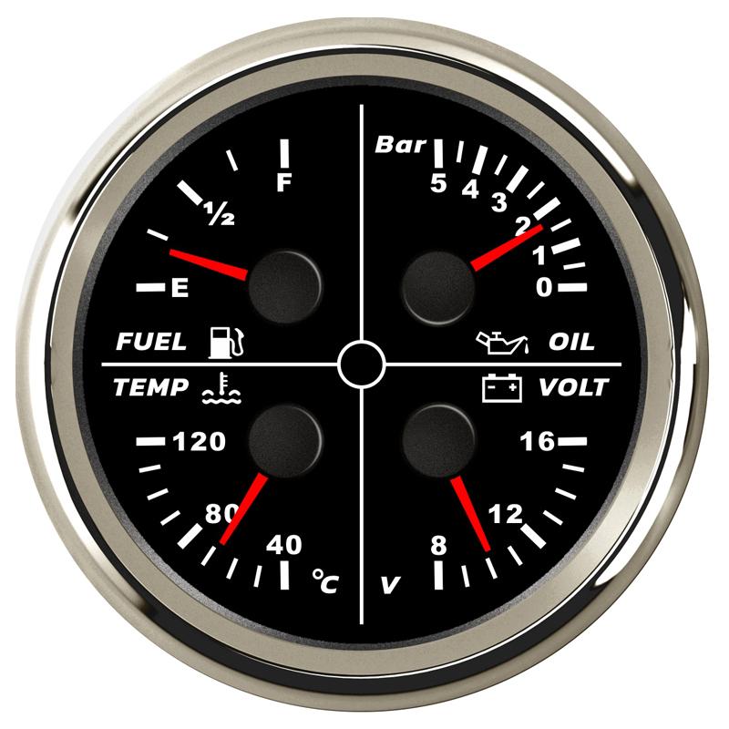 85mm Multifunction Devices 0-80Psi Oil Pressure Gauges 240-33ohm Fuel Level Meters 8-16v Voltmeters Water Temp Gauges for Cars