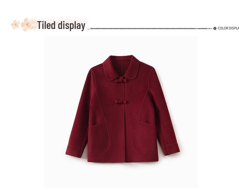 Stylish Slim Fit Double-Sided Woolen Coat for Middle-Aged Women - Versatile Autumn/Winter Wear