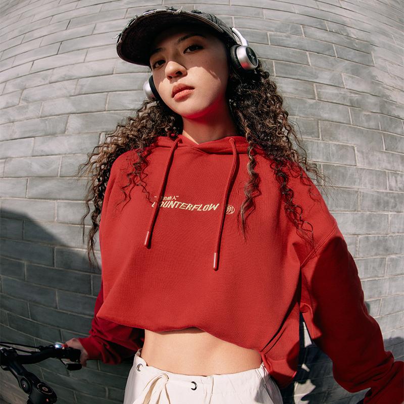 Li-Ning Dragon Descendant Pattern Printed Pullover Hoodie Long Sleeve Knit Sports Sweatshirt Men sweatshirt Agate-Red AWDU811-3