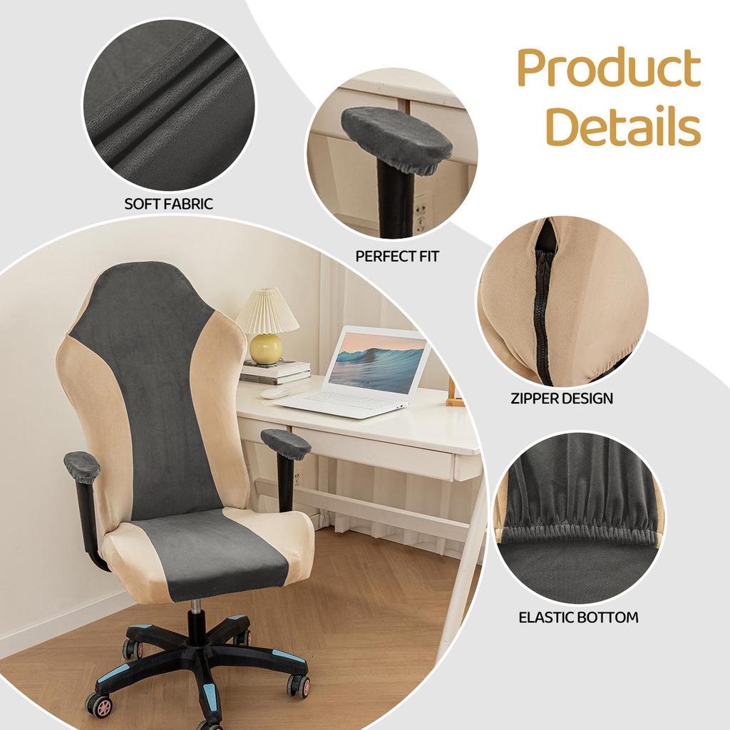 Silver Fox Velvet Gaming Chair Cover with Color Matching and Thick Padding