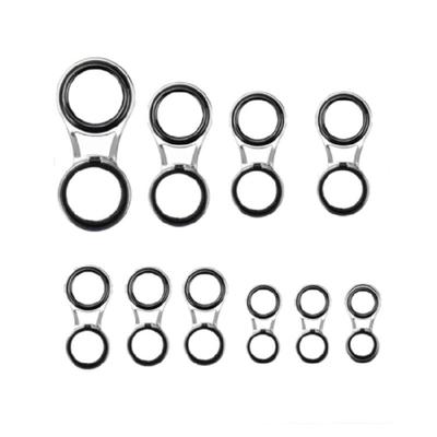 Kits de réparation d'anneaux de canne à pêche 10 pièces avec anneaux en céramique, Ensemble de remplacement d'anneaux de guidage de canne à pêche en acier inoxydable 10 tailles