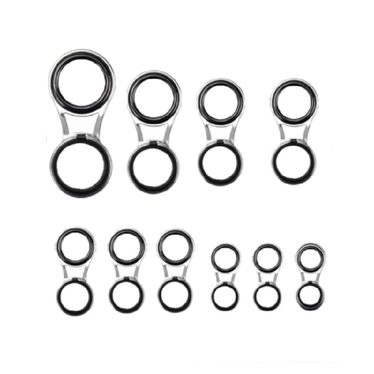 10Pcs Stainless Steels Frame Ceramic Rings Fishing Rod Tip Replacement Kits Fishing Rod Eye Rod Rings Guides Repair Set 1