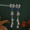 Bow-Set Diamond-Fringed Wind Chime Earrings For Women, Retro Ethnic Feng Shui Drop Elegant Temperament Earrings