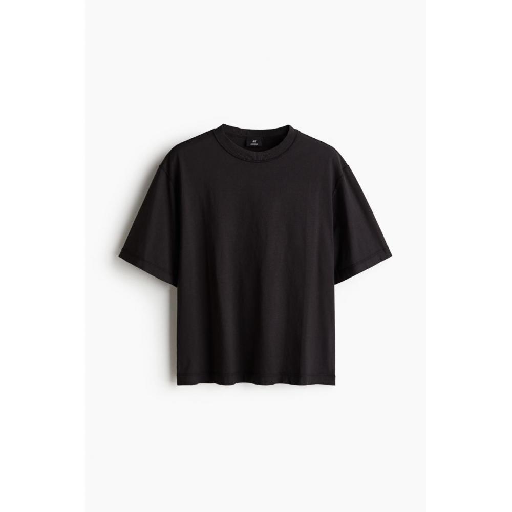 H M Boxy FiT wasHed T sHirT Black